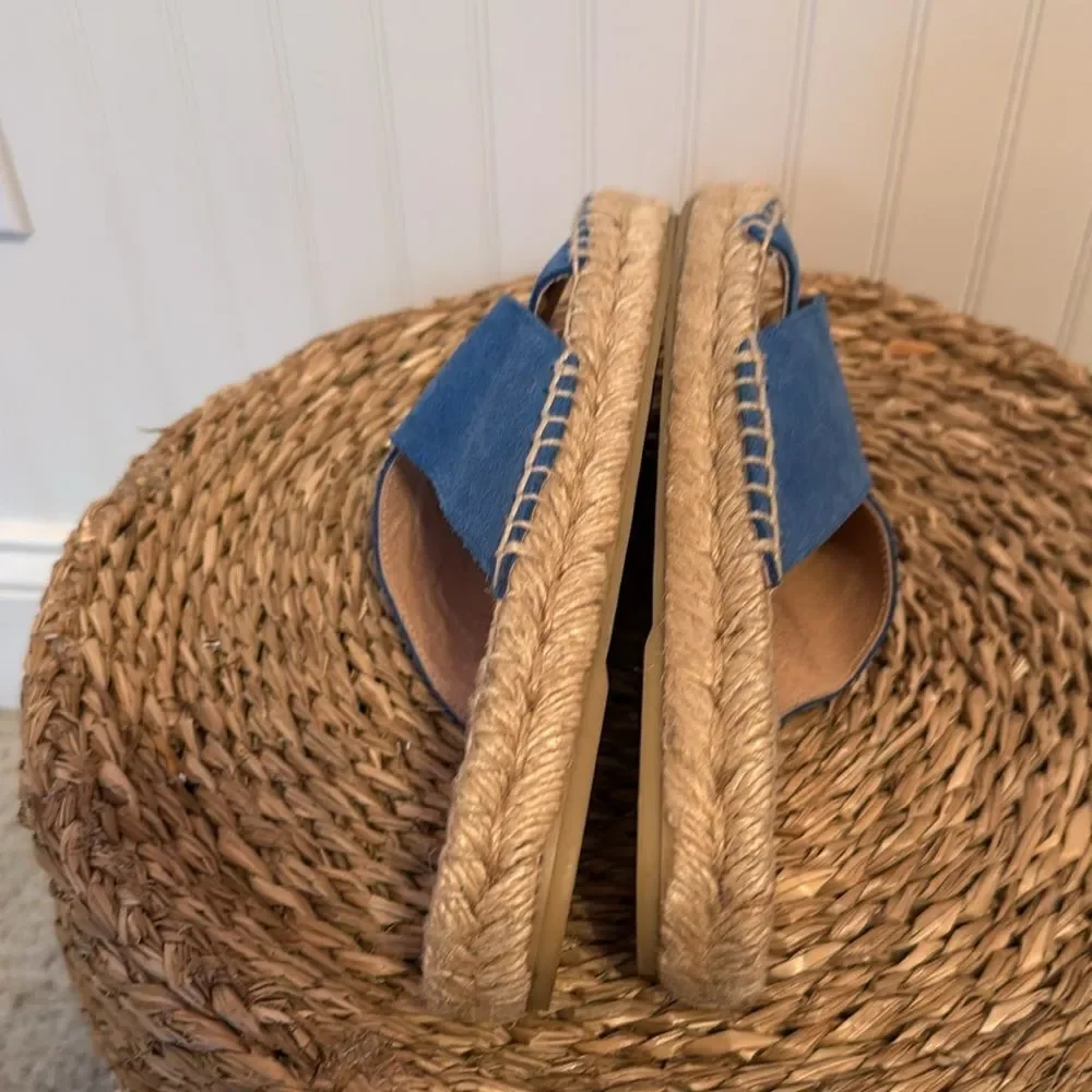 Clara Duran Spain Blue Espadrille Sandals - 37 - Good Condition